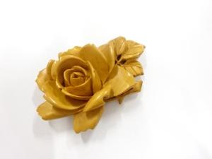 アンティーク　本柘植　薔薇　帯留め